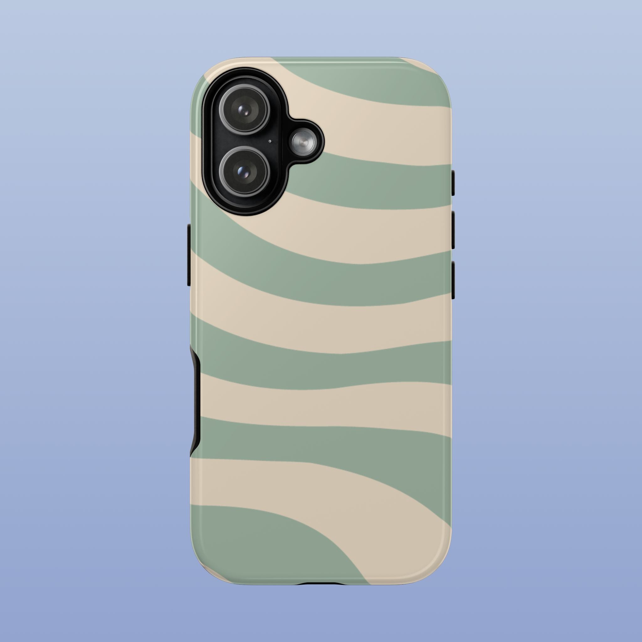 Wavy Lines - Glossy iPhone Case - Soft Sage - Abstract Minimal