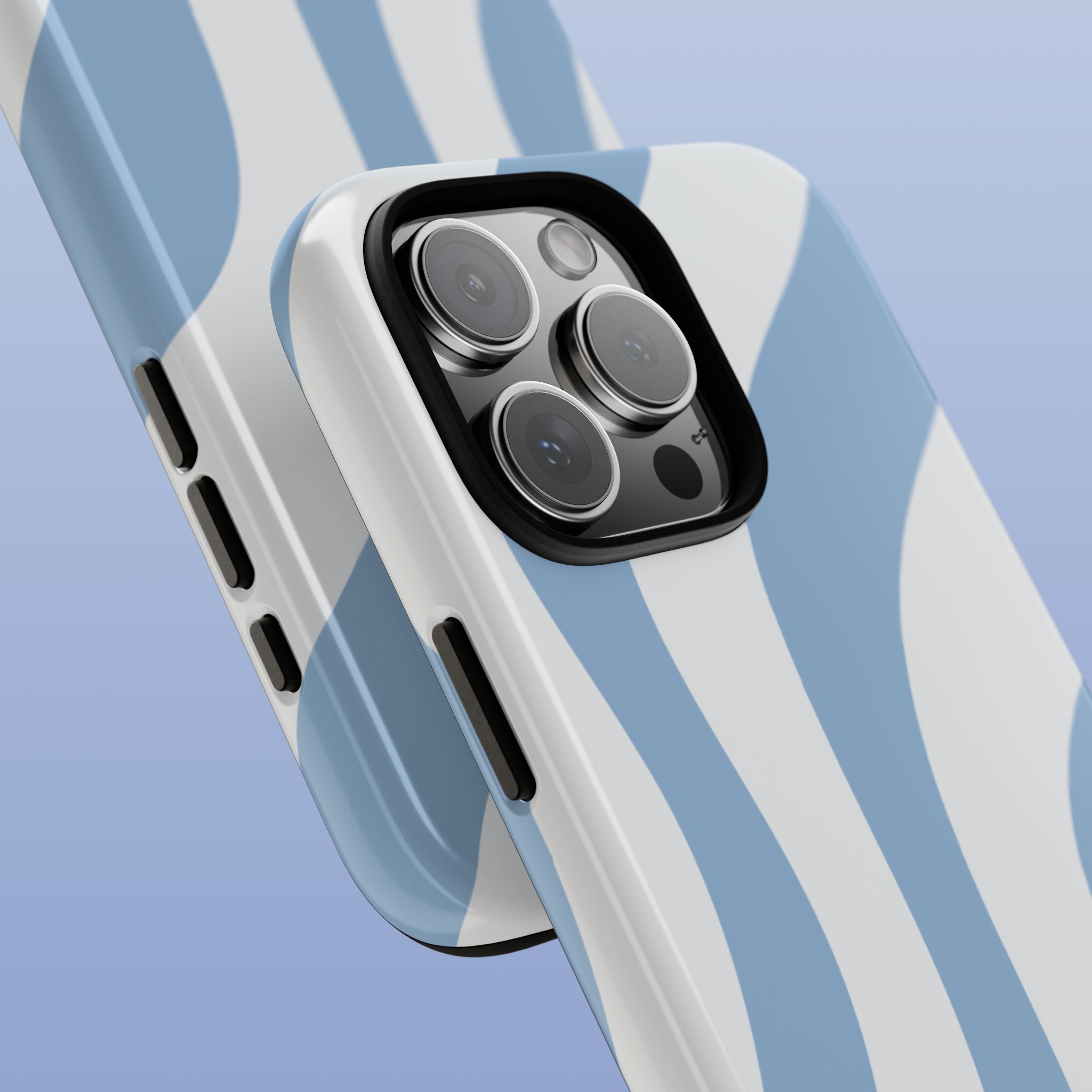 Wavy Lines - Glossy iPhone Case - Soft Blue Flow - Abstract Minimal