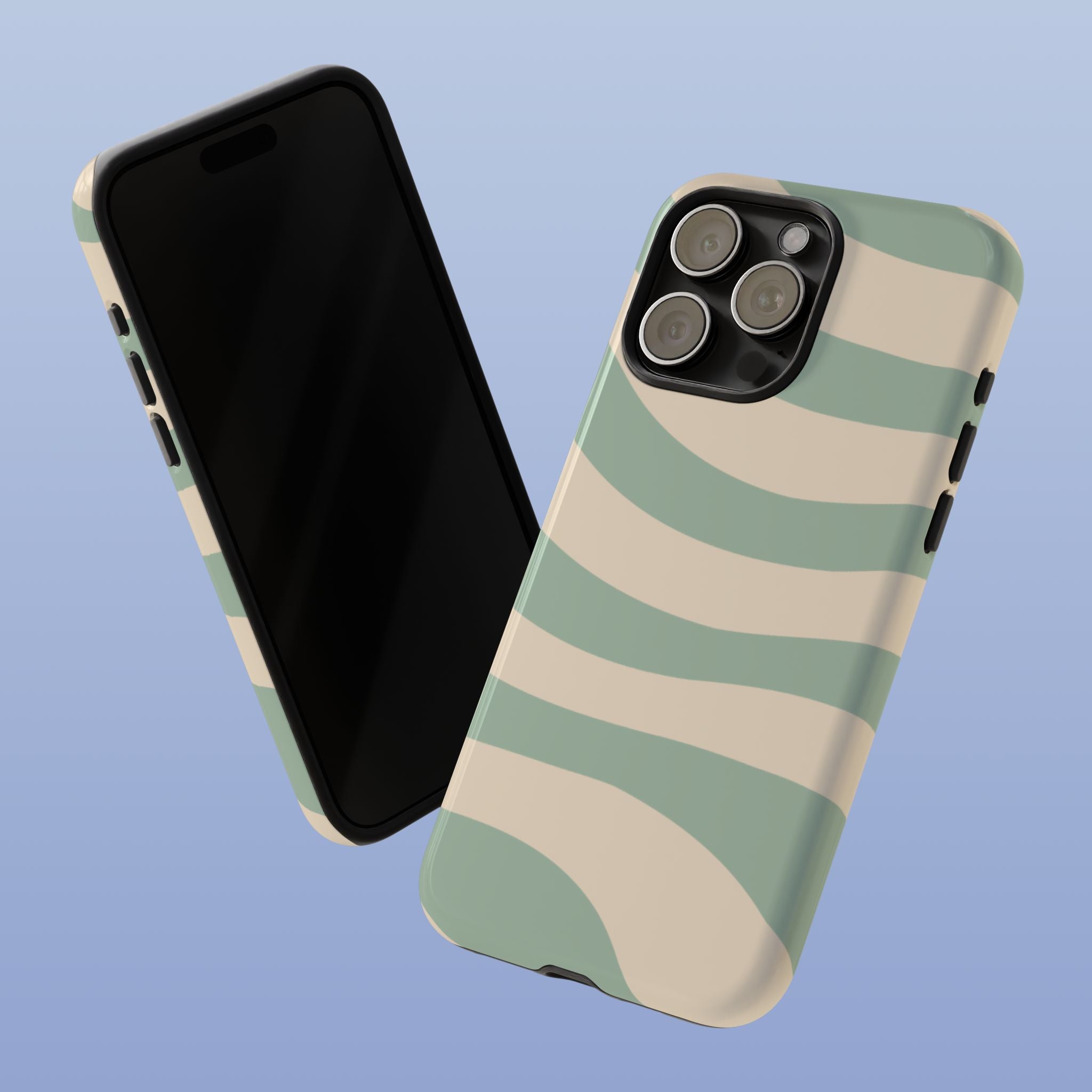 Wavy Lines - Glossy iPhone Case - Soft Sage - Abstract Minimal