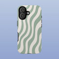 Wavy Lines - Glossy iPhone Case - Sage Green - Minimal Abstract Pattern (Alt)