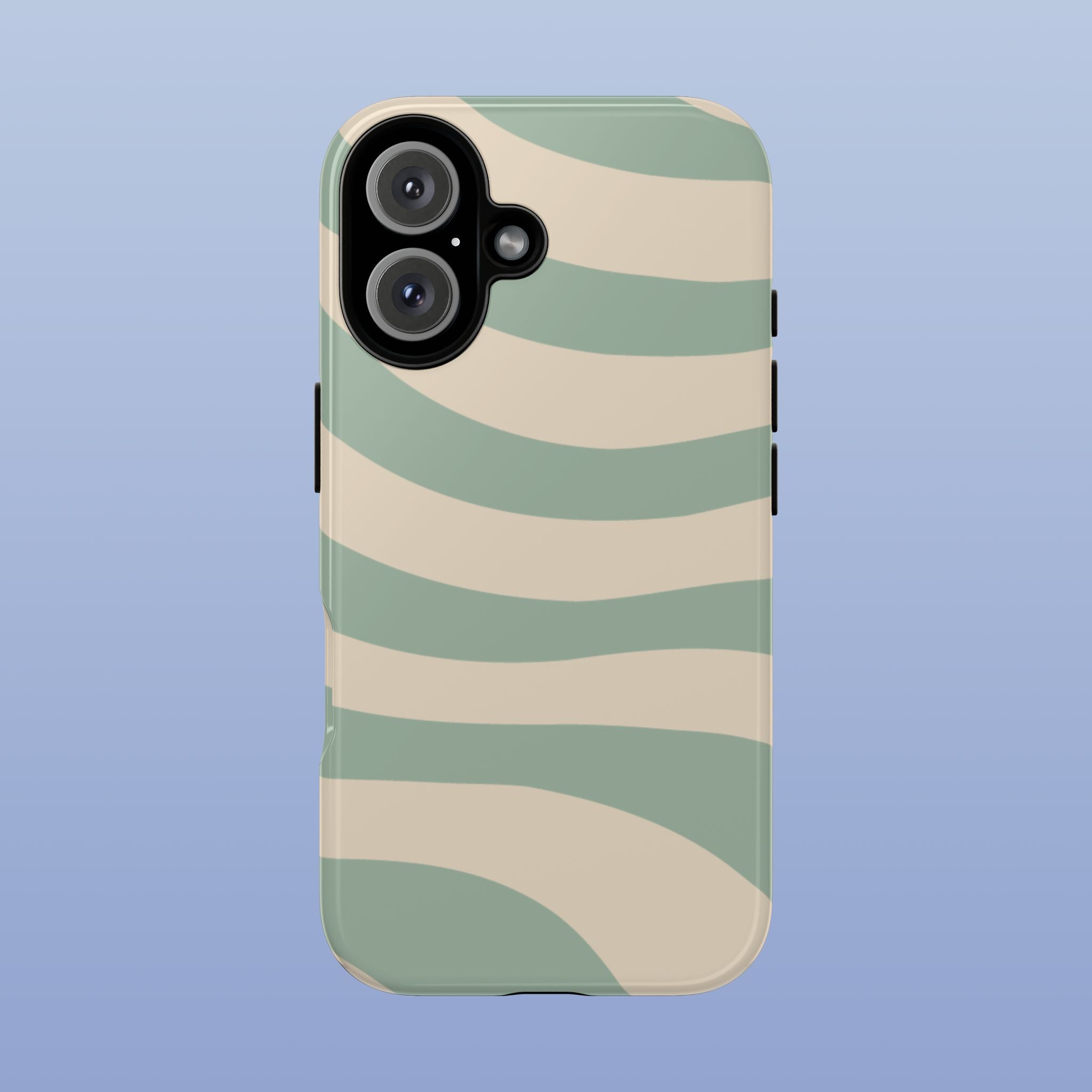 Wavy Lines - Glossy iPhone Case - Soft Sage - Abstract Minimal