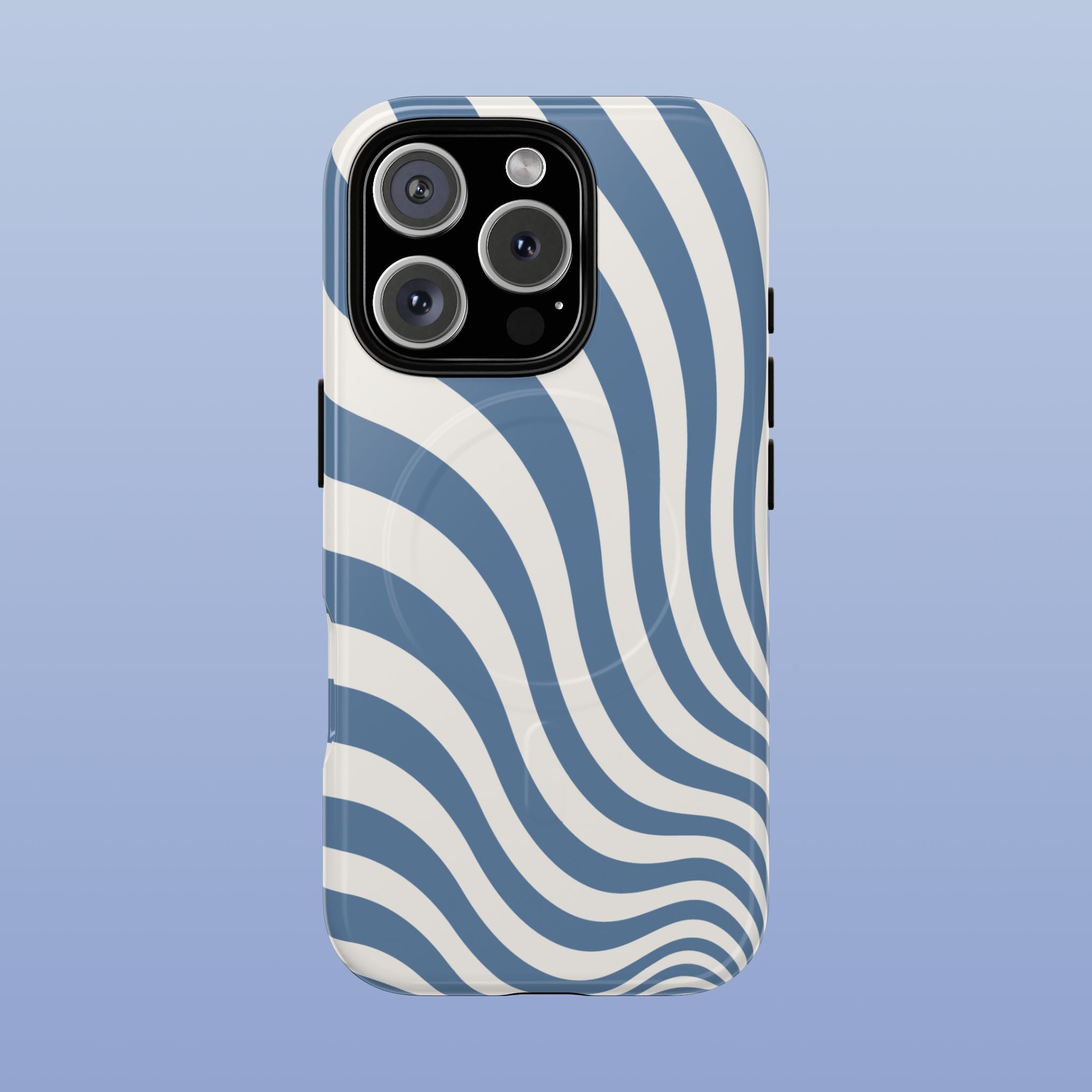 Ocean Blue Wavy Lines MagSafe tough iPhone case for iPhone 16 - front view