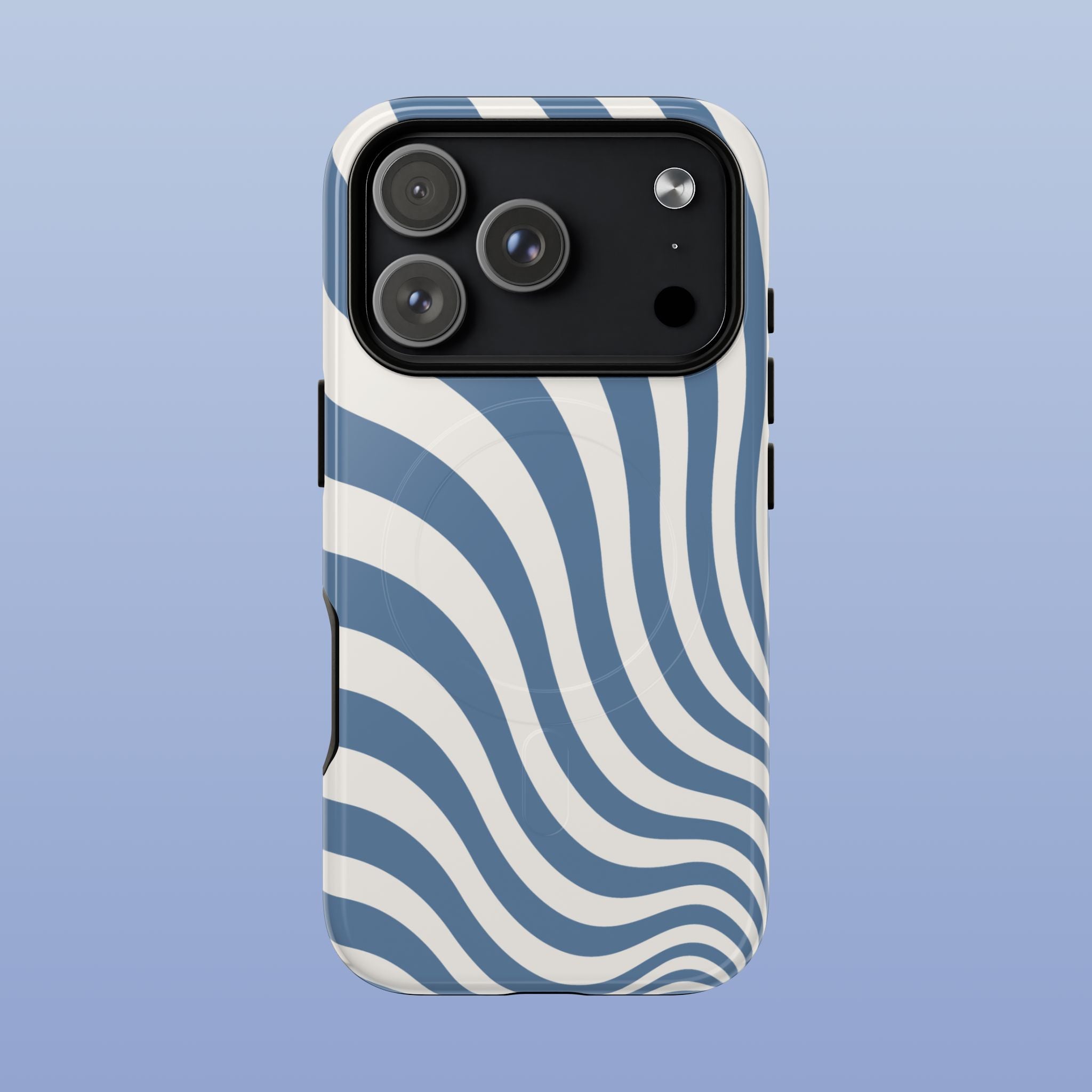 Ocean Blue Wavy Lines MagSafe tough iPhone case for iPhone 15 Pro - front view