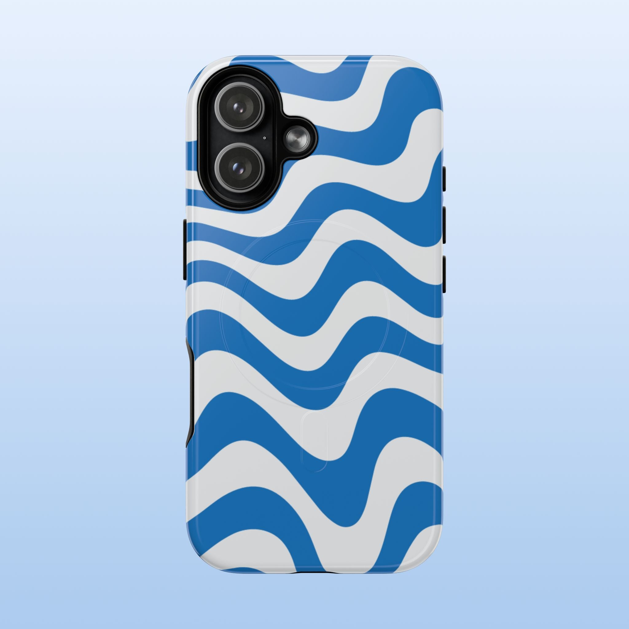 Wavy Lines - MagSafe Tough iPhone Case - Royal Blue - Abstract Minimal