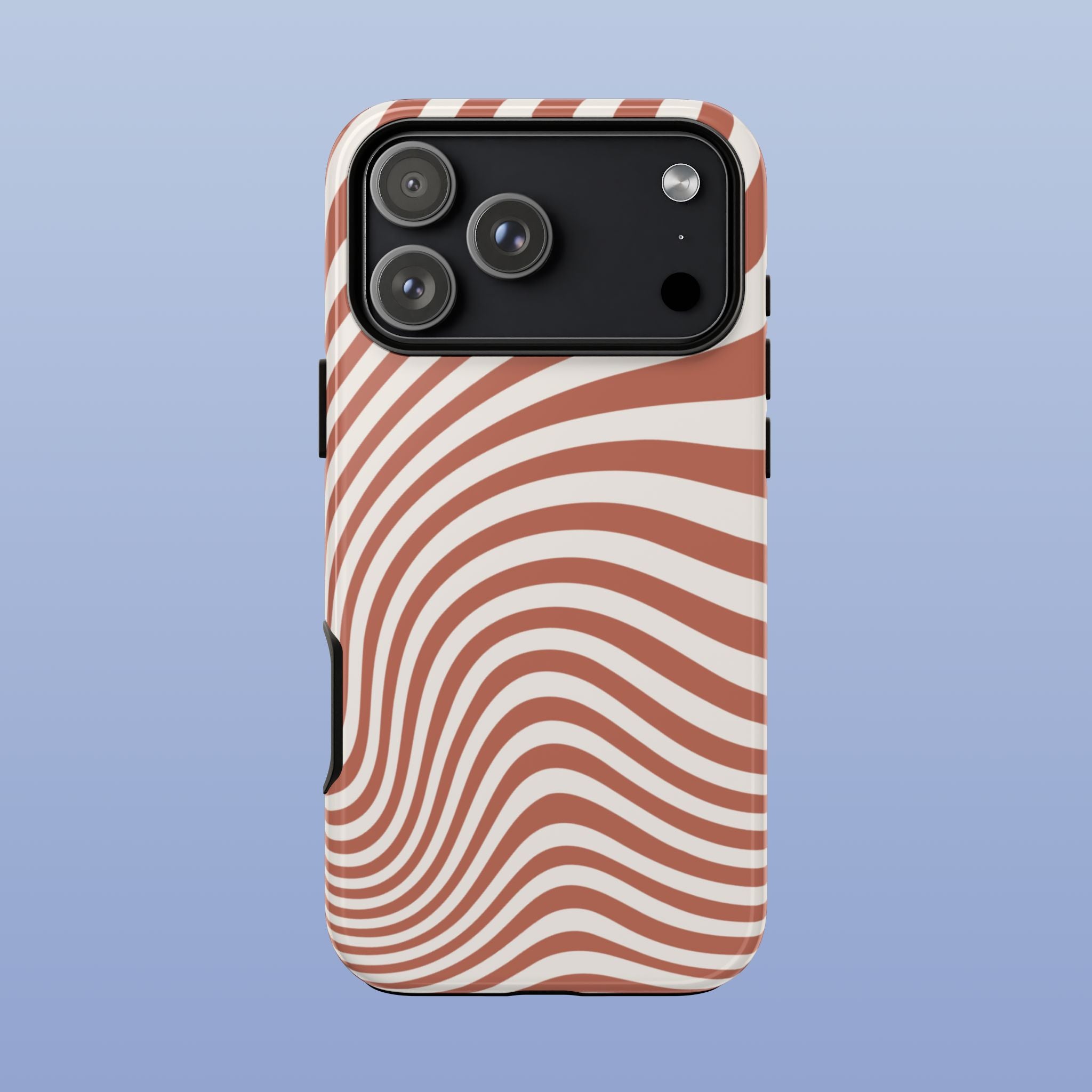 Wavy Lines - Glossy iPhone Case - Terracotta Brown - Minimal Abstract Pattern