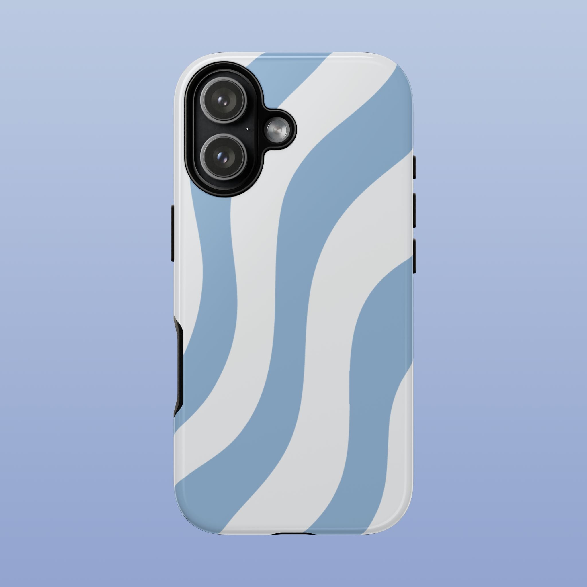 Wavy Lines - Glossy iPhone Case - Soft Blue Flow - Abstract Minimal