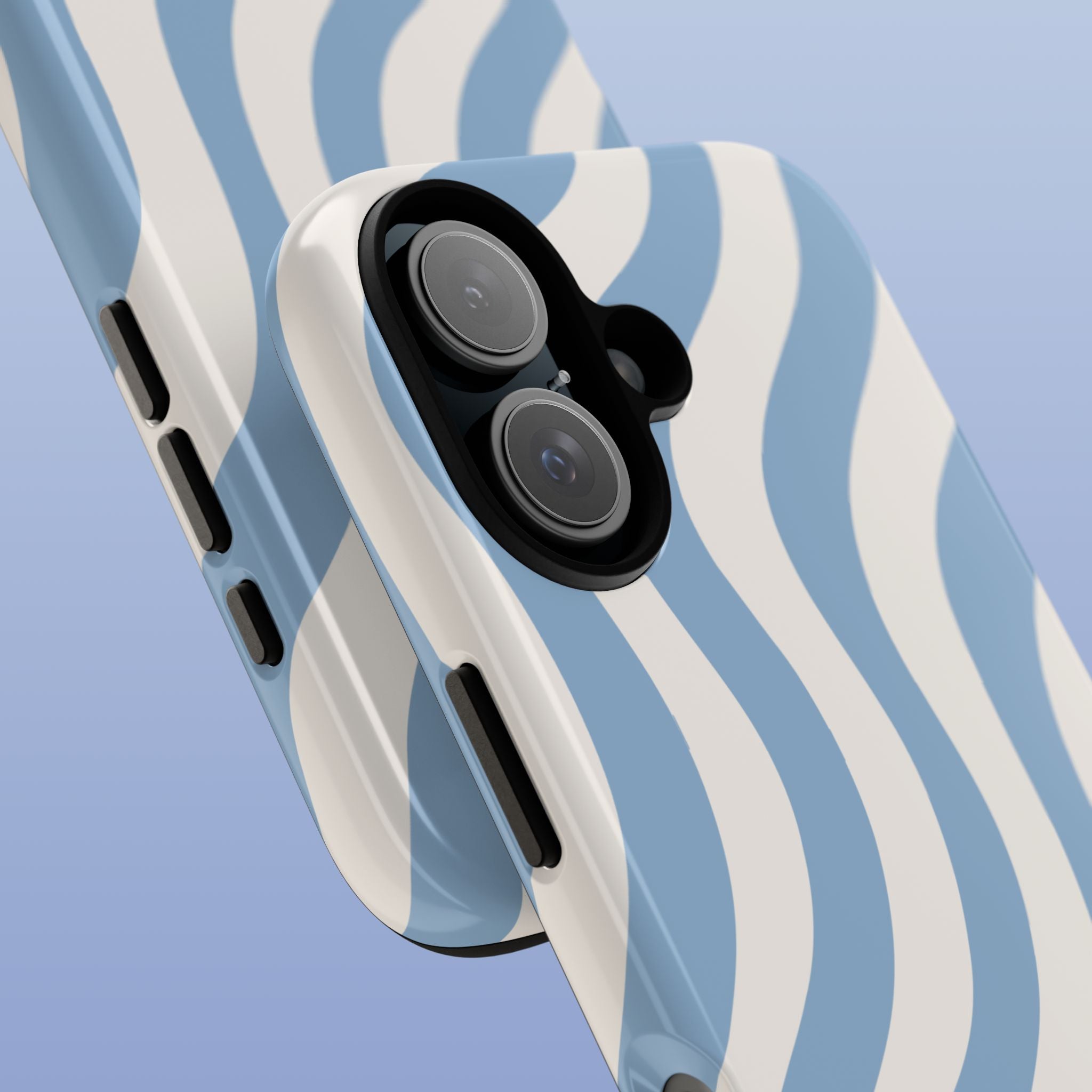 Wavy Lines - Glossy iPhone Case - Soft Blue Flow - Abstract Minimal