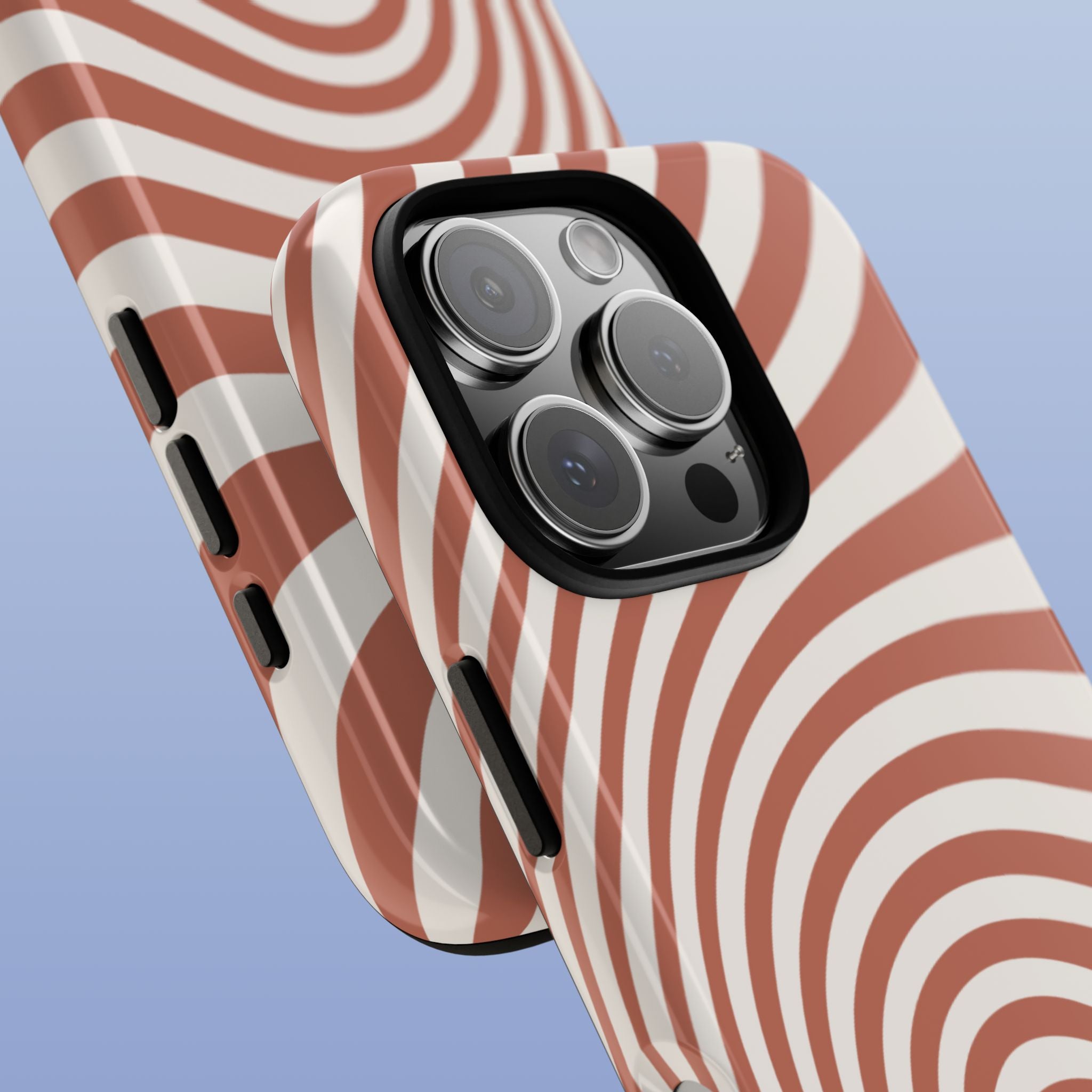 Wavy Lines - Glossy iPhone Case - Terracotta Brown - Minimal Abstract Pattern