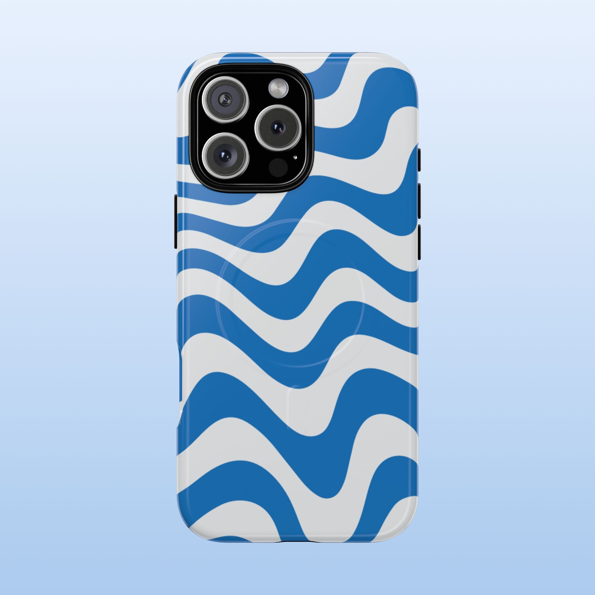 Wavy Lines - MagSafe Tough iPhone Case - Royal Blue - Abstract Minimal