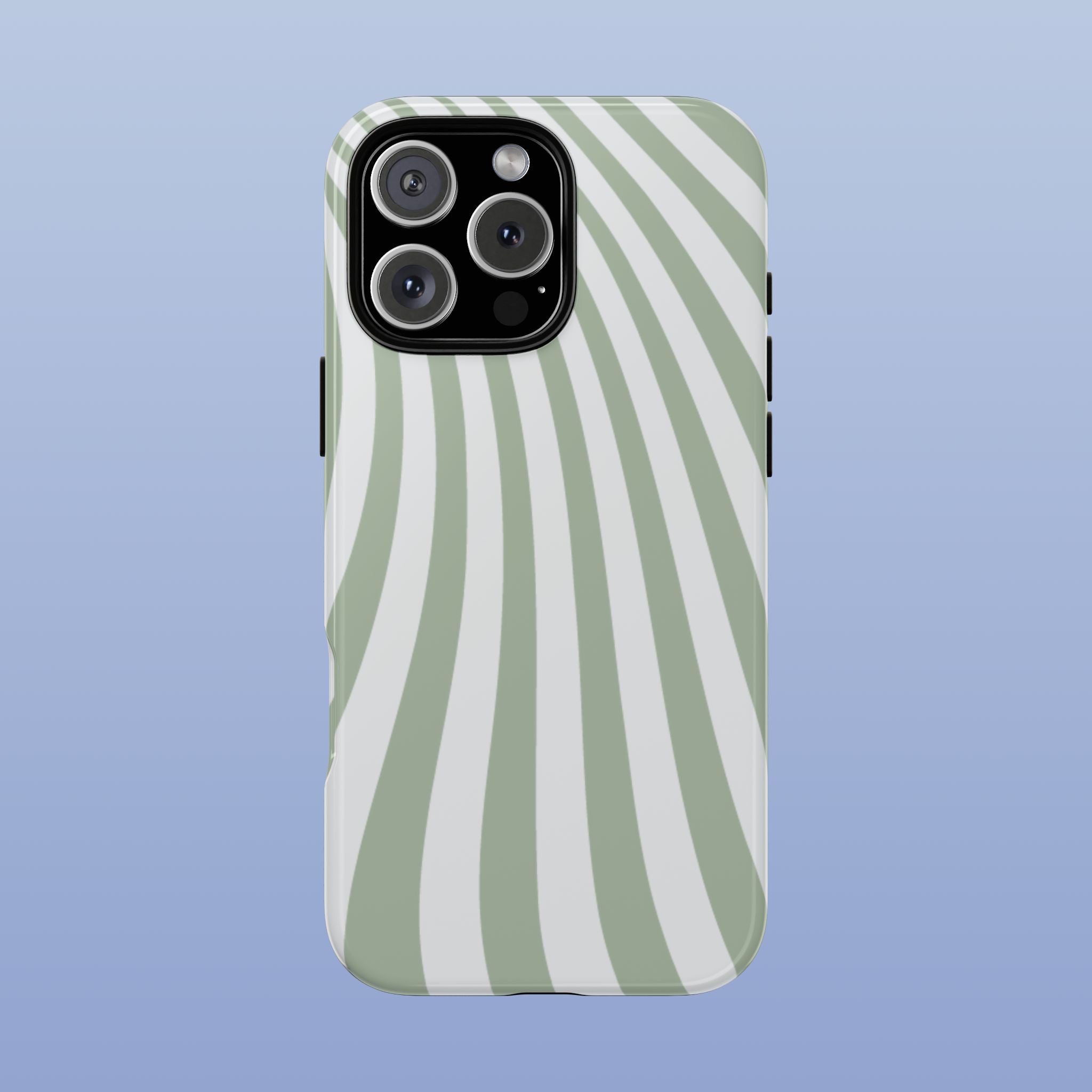 Wavy Lines - Glossy iPhone Case - Soft Green Flow - Abstract Minimal