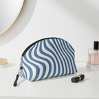 Minimalist Soft Blue Wave Makeup Bag Cosmetic Pouch Travel Organizer