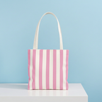 Blush Pink Striped Tote Bag For Everyday Carry Minimal Pattern