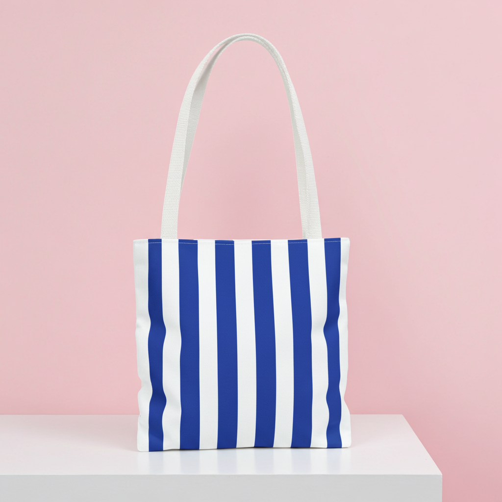 Royal Blue Striped Tote Bag Minimalist Everyday Carry