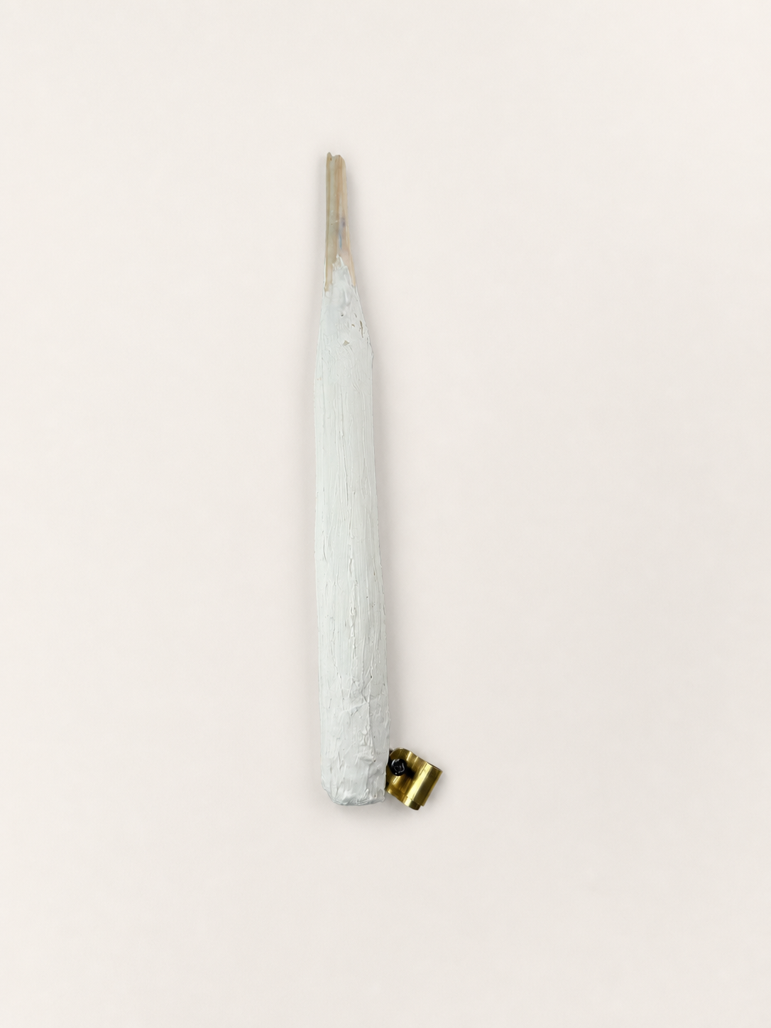 White unfinished oblique pen holder prototype with a brass flange