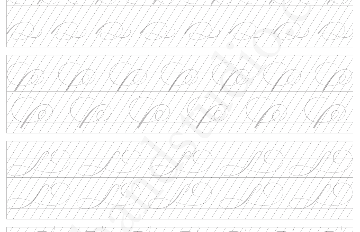 Free Copperplate Flourishes Practice Sheet detail preview