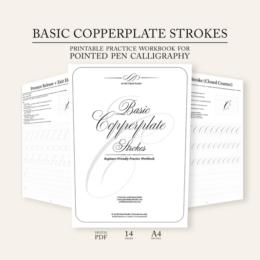 Basic Copperplate Strokes printable workbook cover image