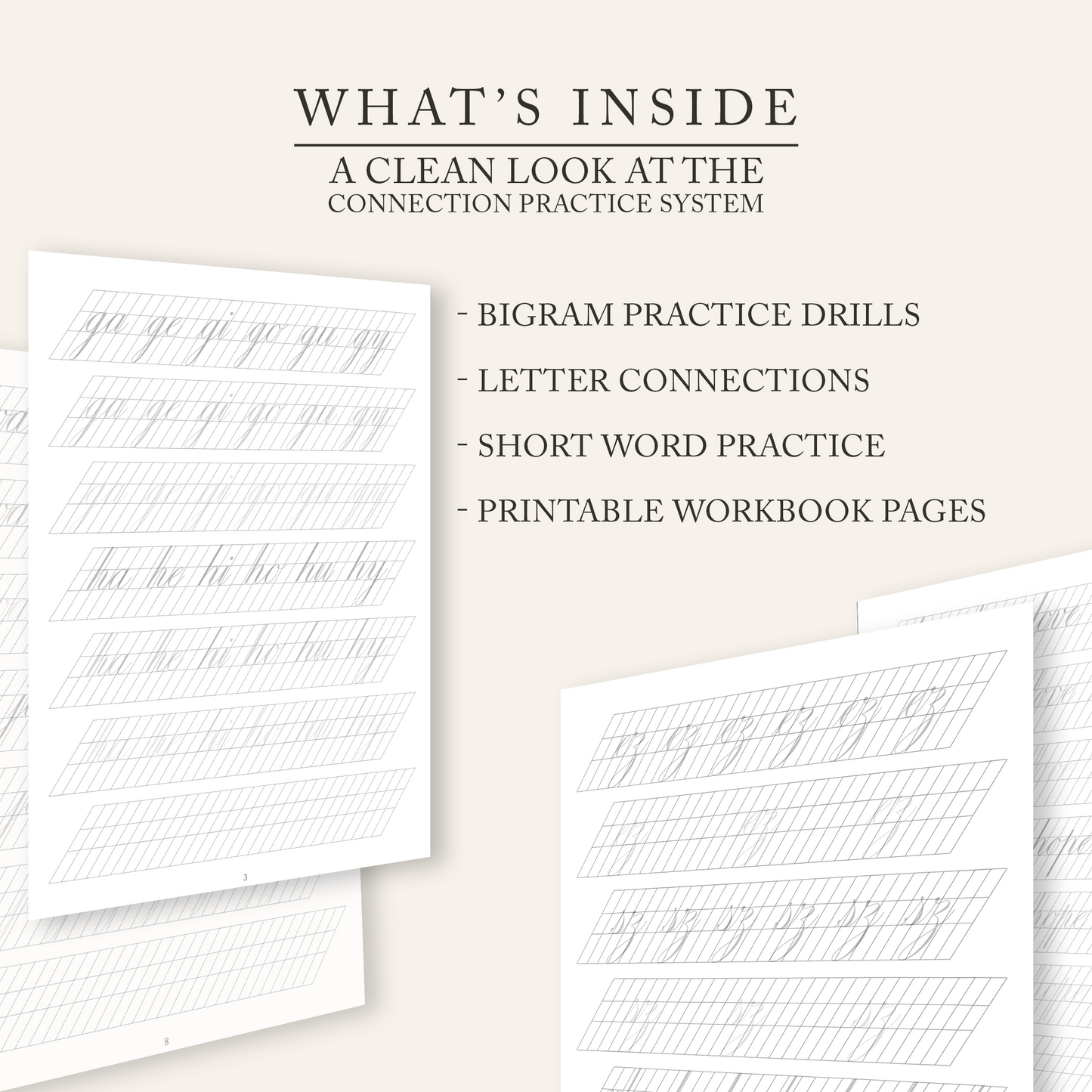Copperplate connections bigrams and short words workbook what is inside overview