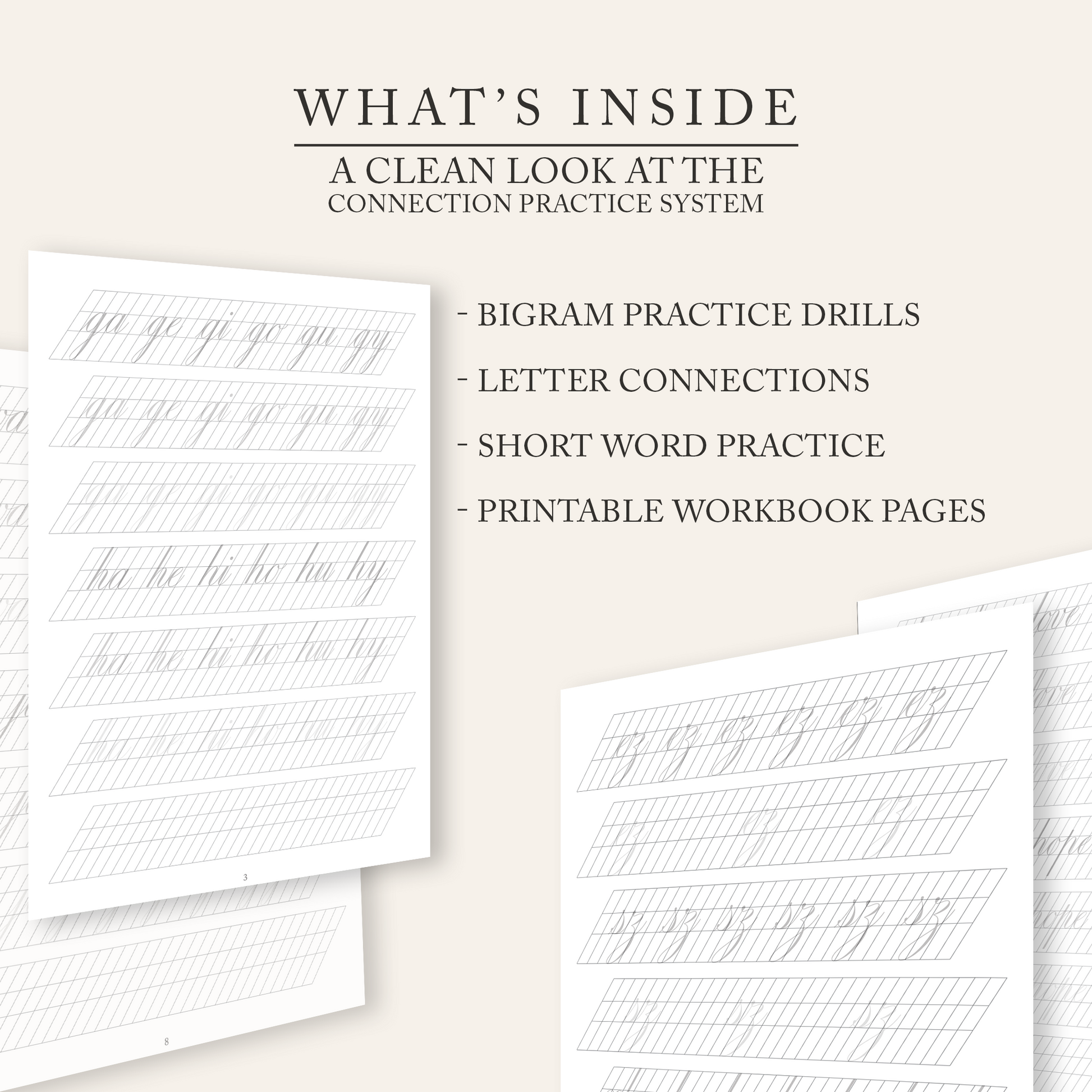 Copperplate connections bigrams and short words workbook what is inside overview