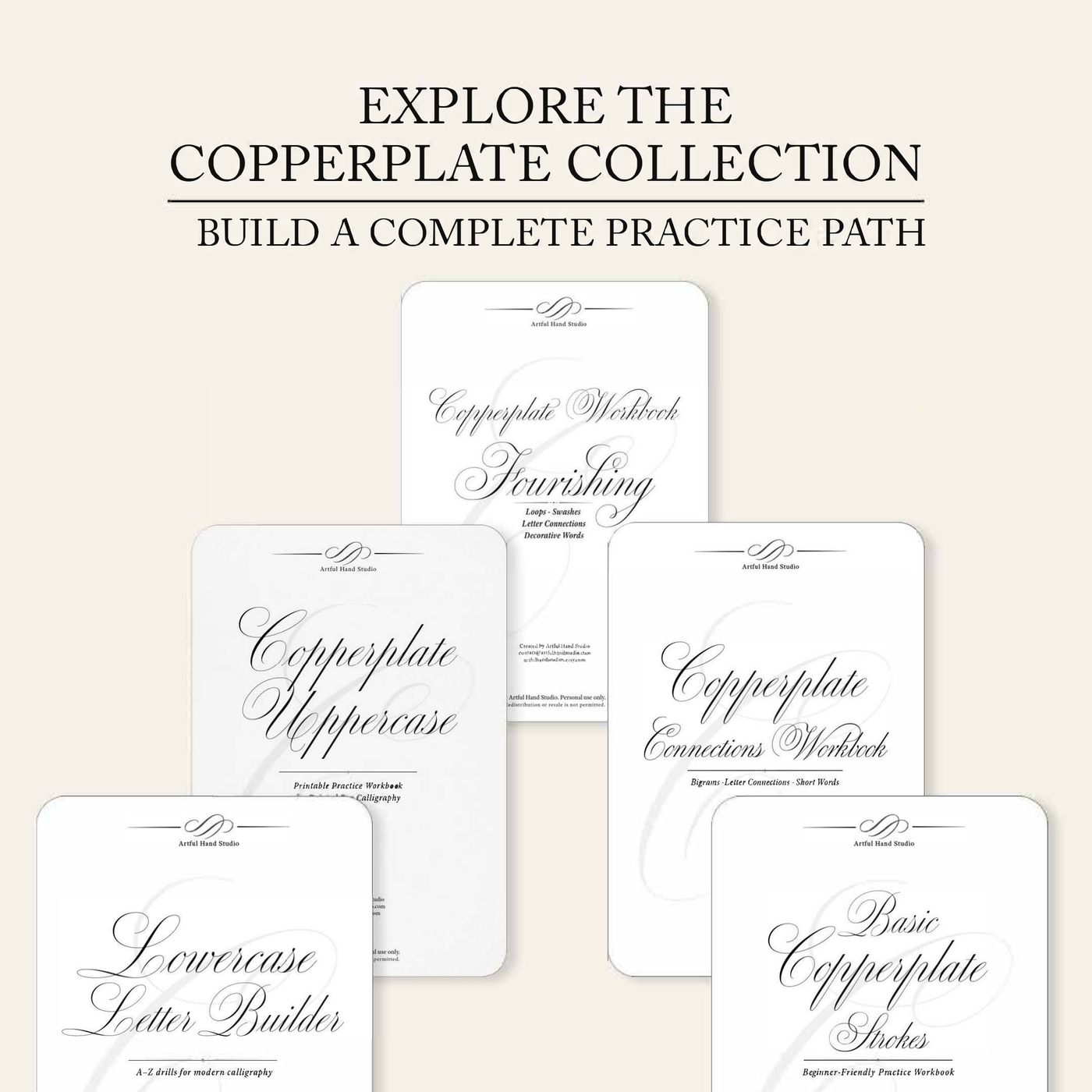 Copperplate calligraphy workbook preview from Artful Hand Studio