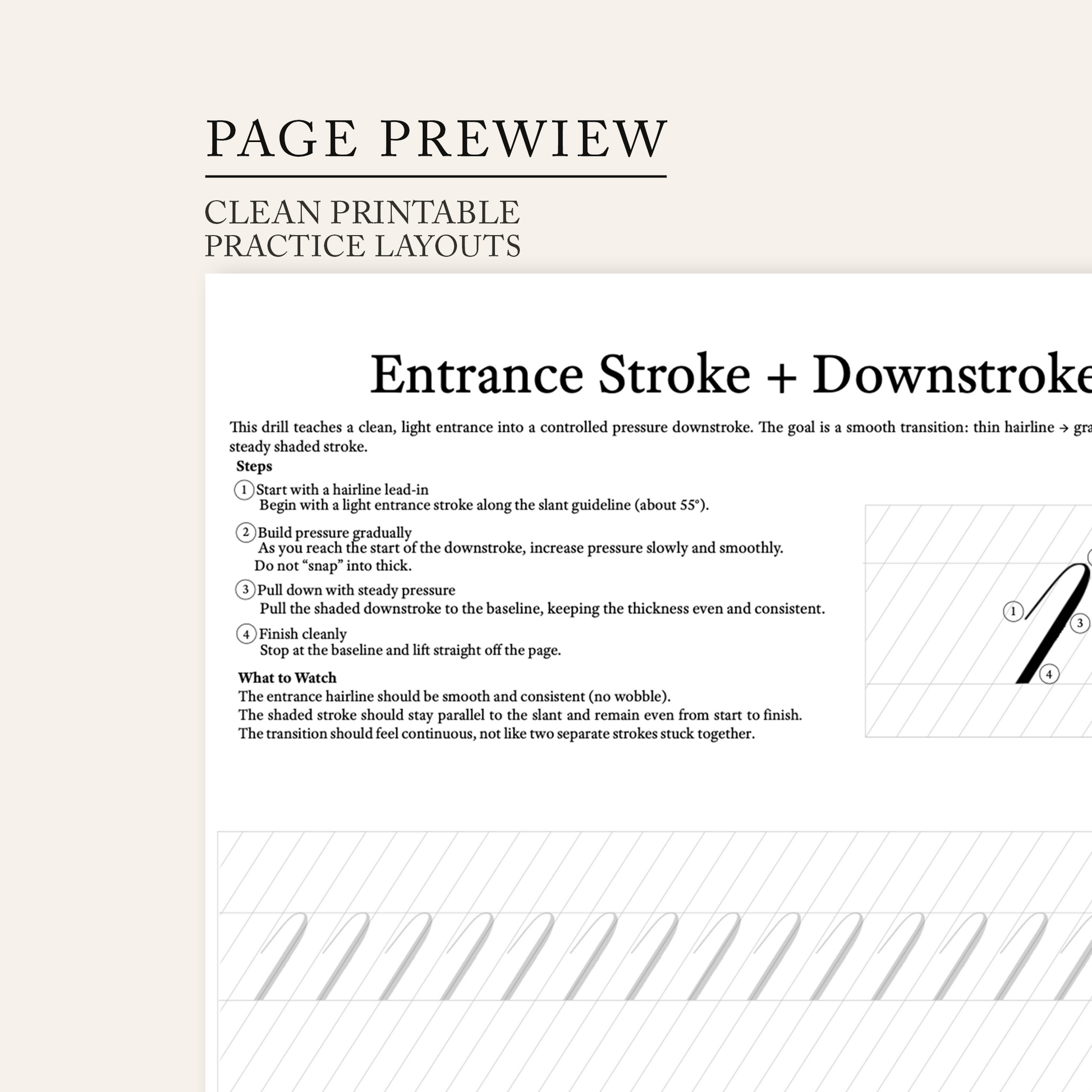 Basic Copperplate Strokes workbook preview 3