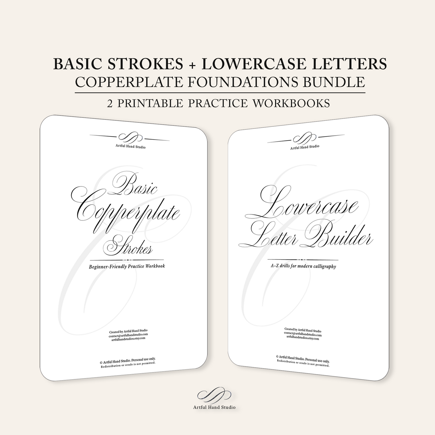 Copperplate Foundations bundle with two printable PDF workbooks