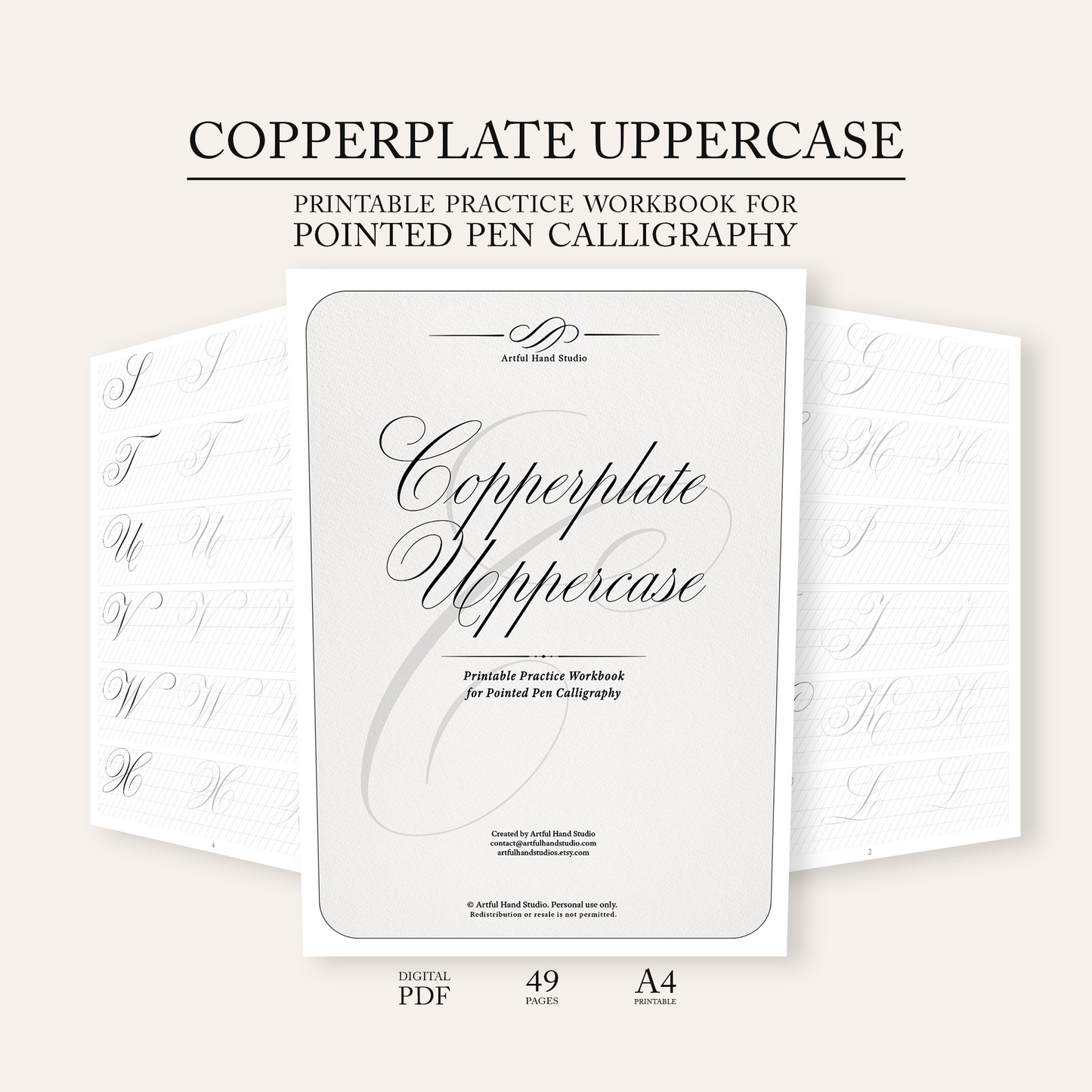 Copperplate uppercase capitals and variations workbook cover image