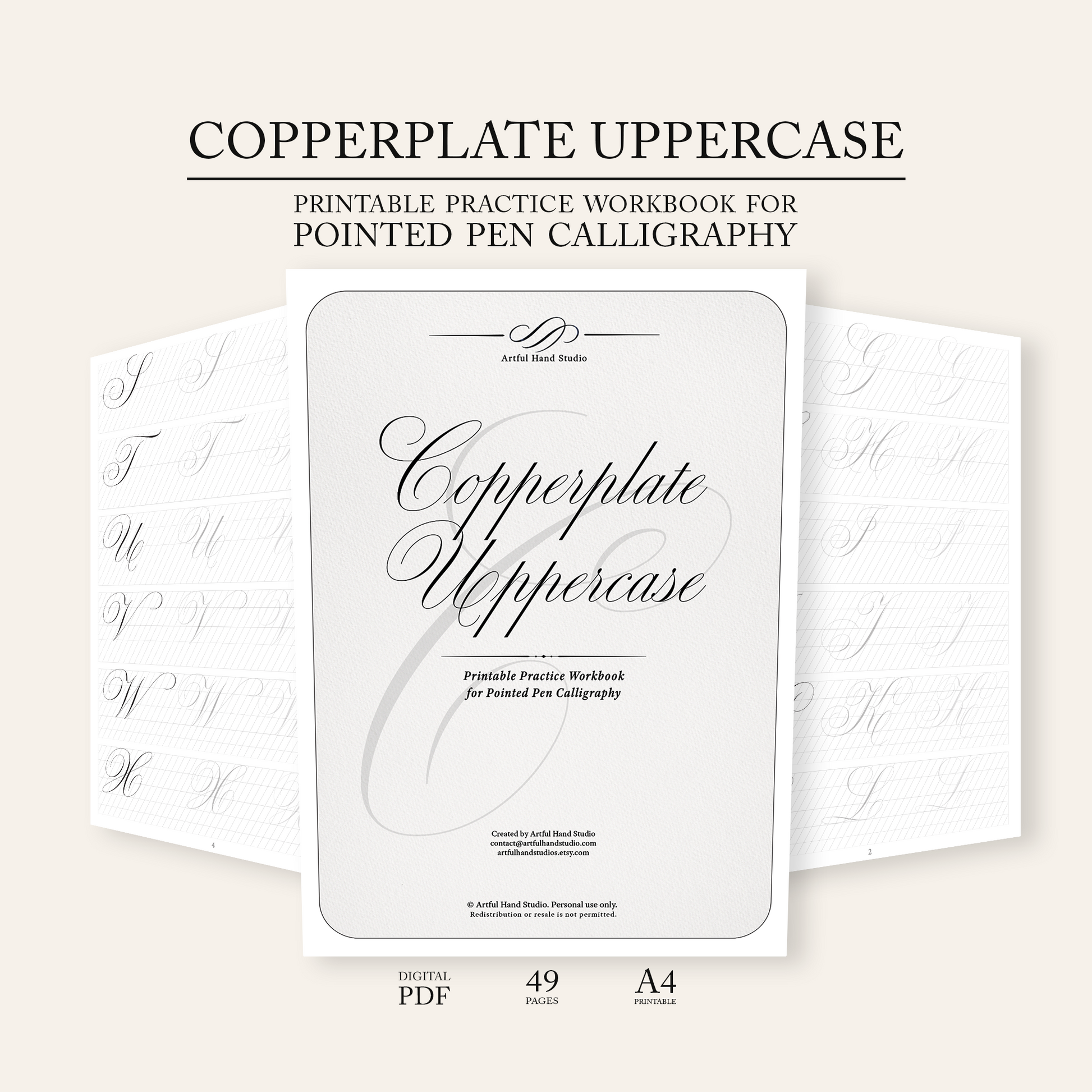 Copperplate uppercase capitals and variations workbook cover image