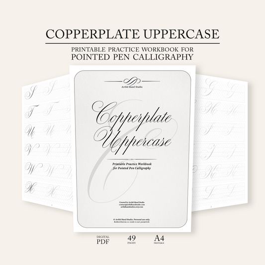 Copperplate uppercase capitals and variations workbook cover image