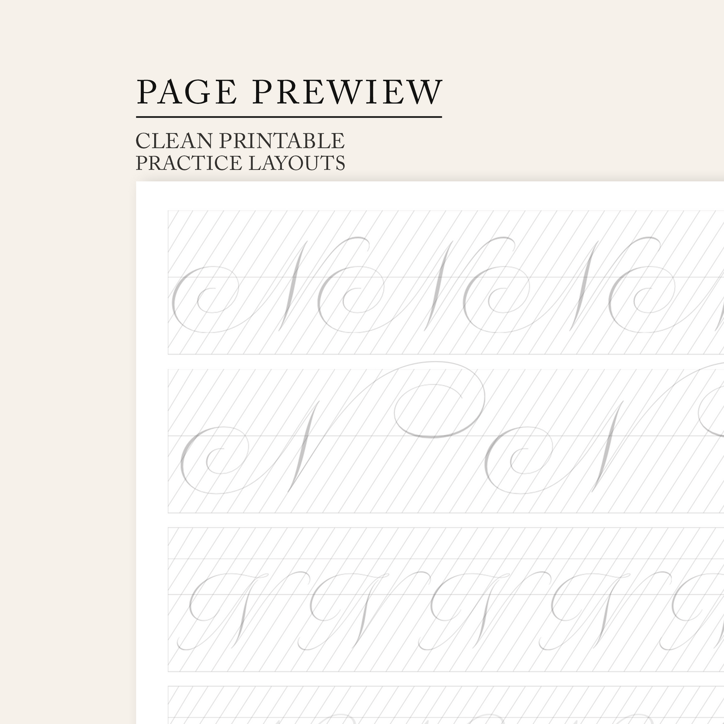 Copperplate uppercase capitals and variations workbook page preview