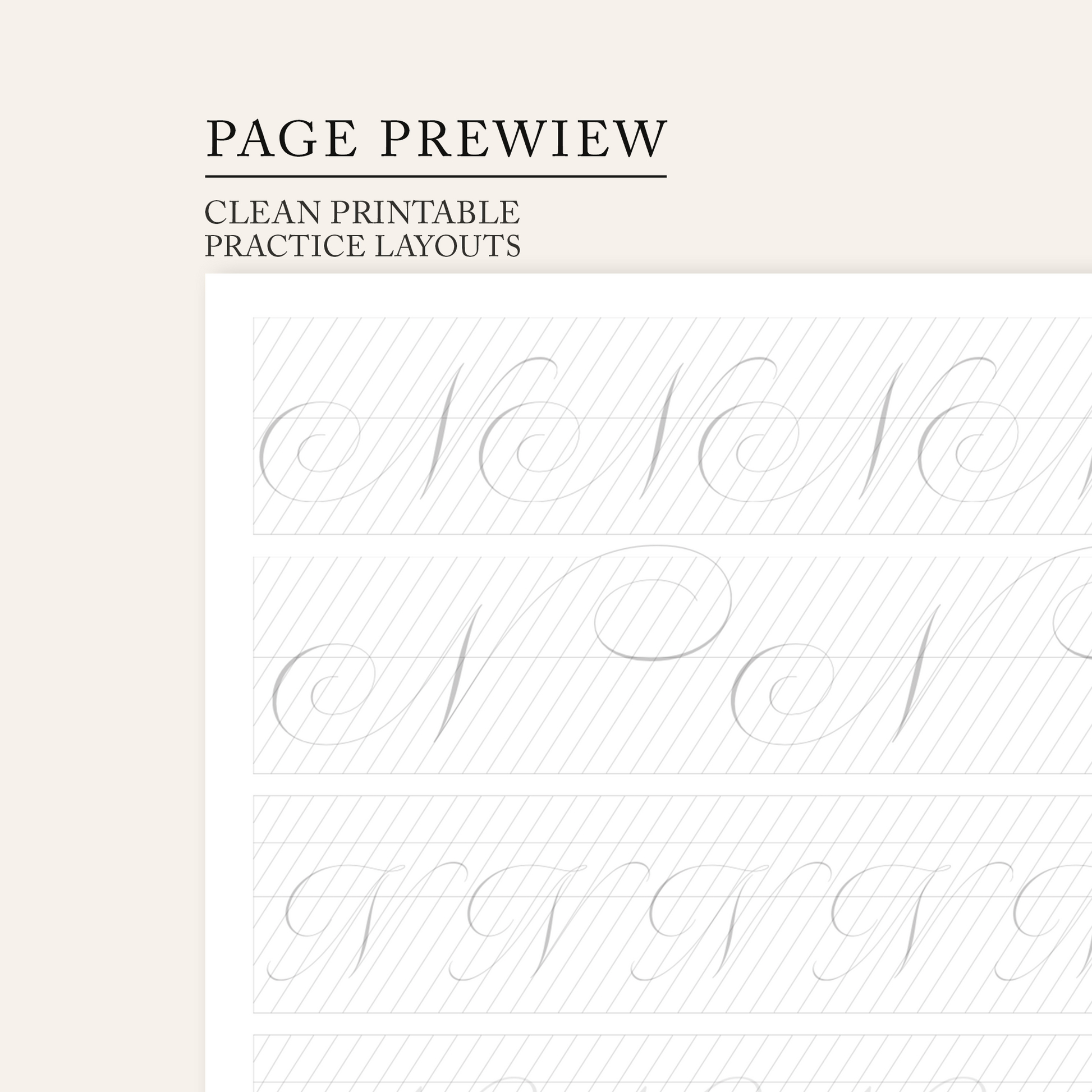 Copperplate uppercase capitals and variations workbook page preview