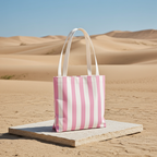 Blush Pink Striped Tote Bag For Everyday Carry Minimal Pattern