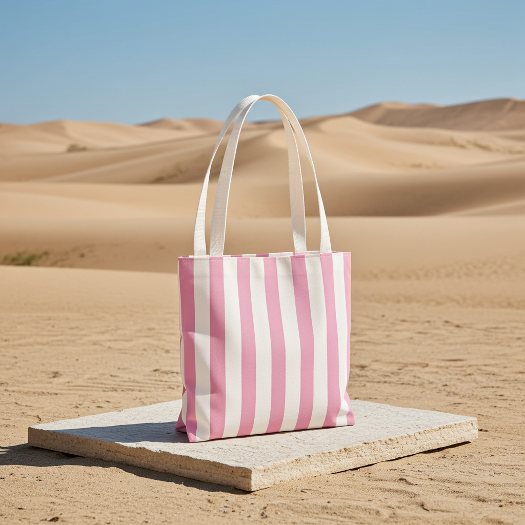 Blush Pink Striped Tote Bag For Everyday Carry Minimal Pattern