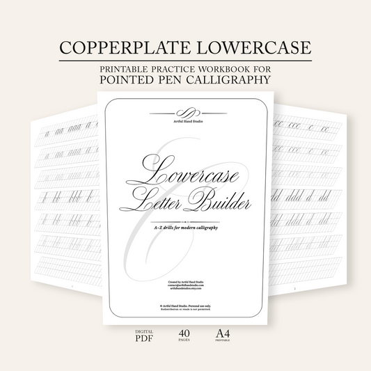 Lowercase Copperplate letter builder workbook cover image