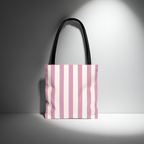 Blush Pink Striped Tote Bag For Everyday Carry Minimal Pattern